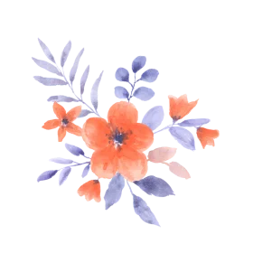 Delicate Watercolor Floral Clipart with Soft Coral and Lavender Petals