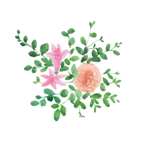 Delicate Watercolor Rose and Lily Botanical Clipart Illustration