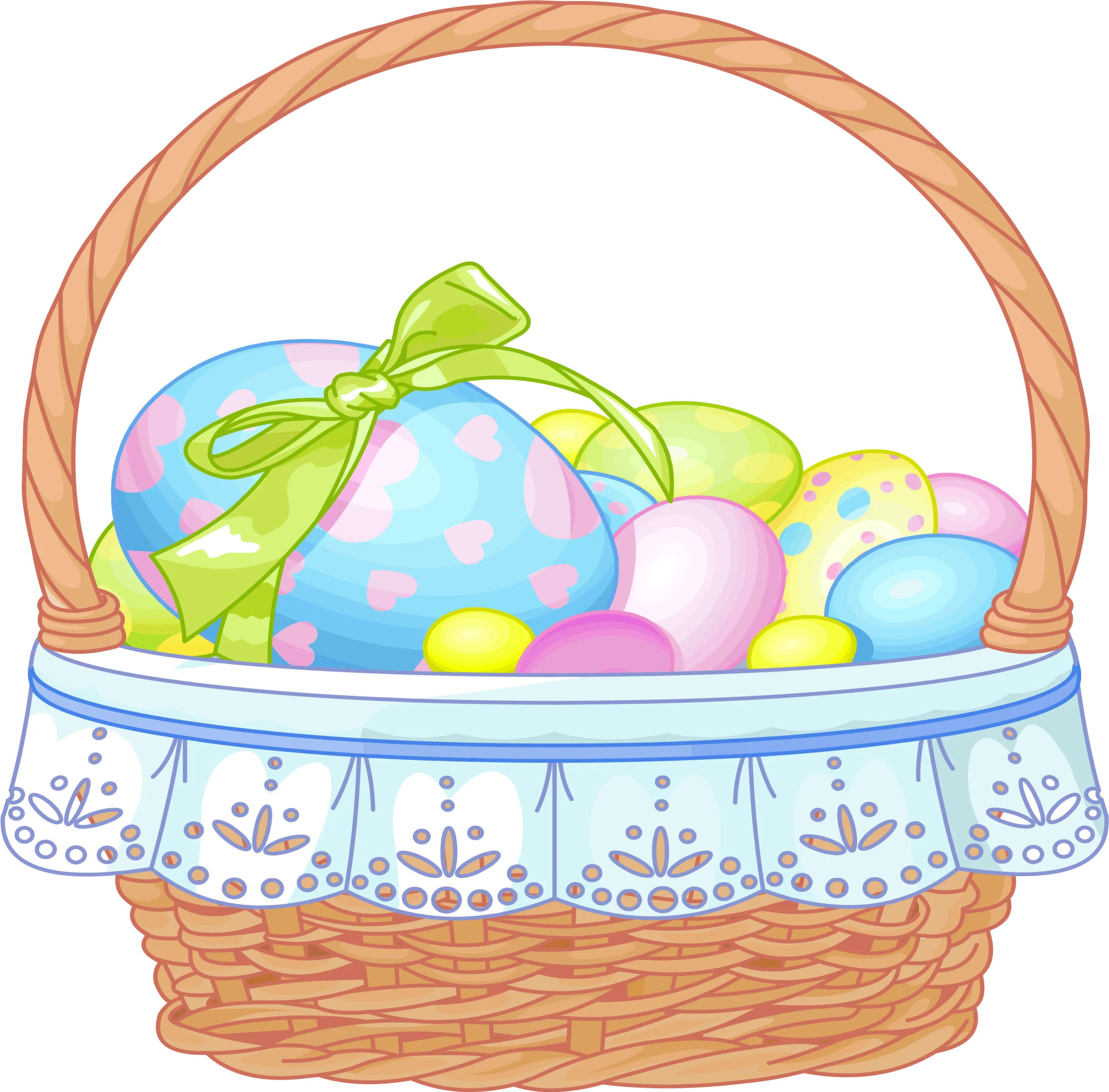 Delightful Easter Egg Basket with Pastel Colors Festive Seasonal Clipart Illustration