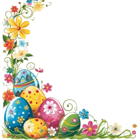 Delightful Easter Egg Celebration Clipart with Blossoming Floral Border Design
