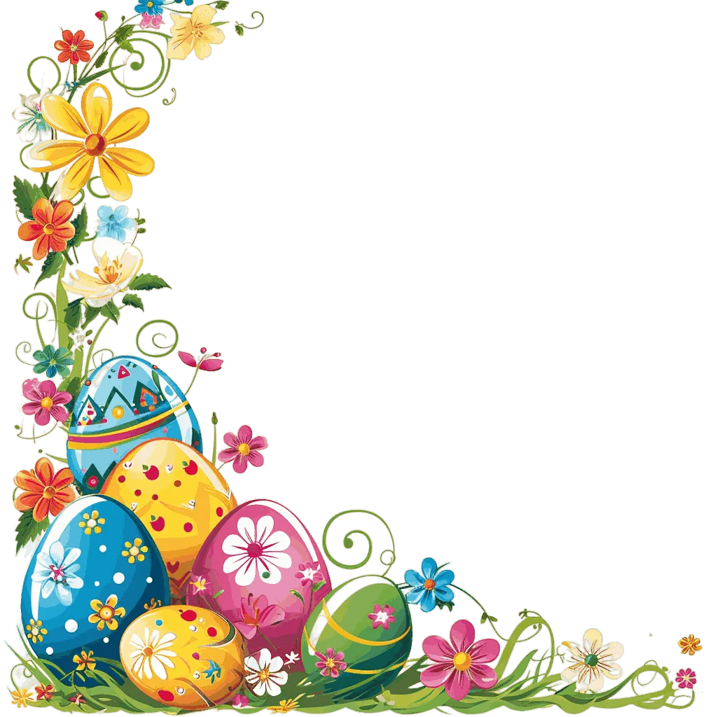 Delightful Easter Egg Celebration Clipart with Blossoming Floral Border Design