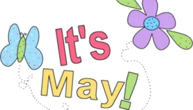 Delightful Springtime 'It's May!' Cheerful Seasonal Hand-Drawn Clipart Design