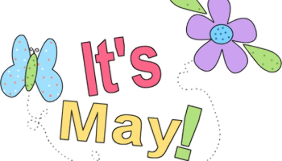 Delightful Springtime 'It's May!' Cheerful Seasonal Hand-Drawn Clipart Design