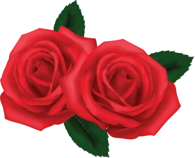 Elegant Crimson Twin Roses Clipart - Romantic Floral Illustration Design