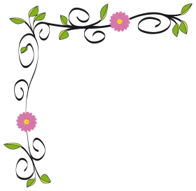 Elegant Pink Daisy Swirl Decorative Floral Corner Clipart Design