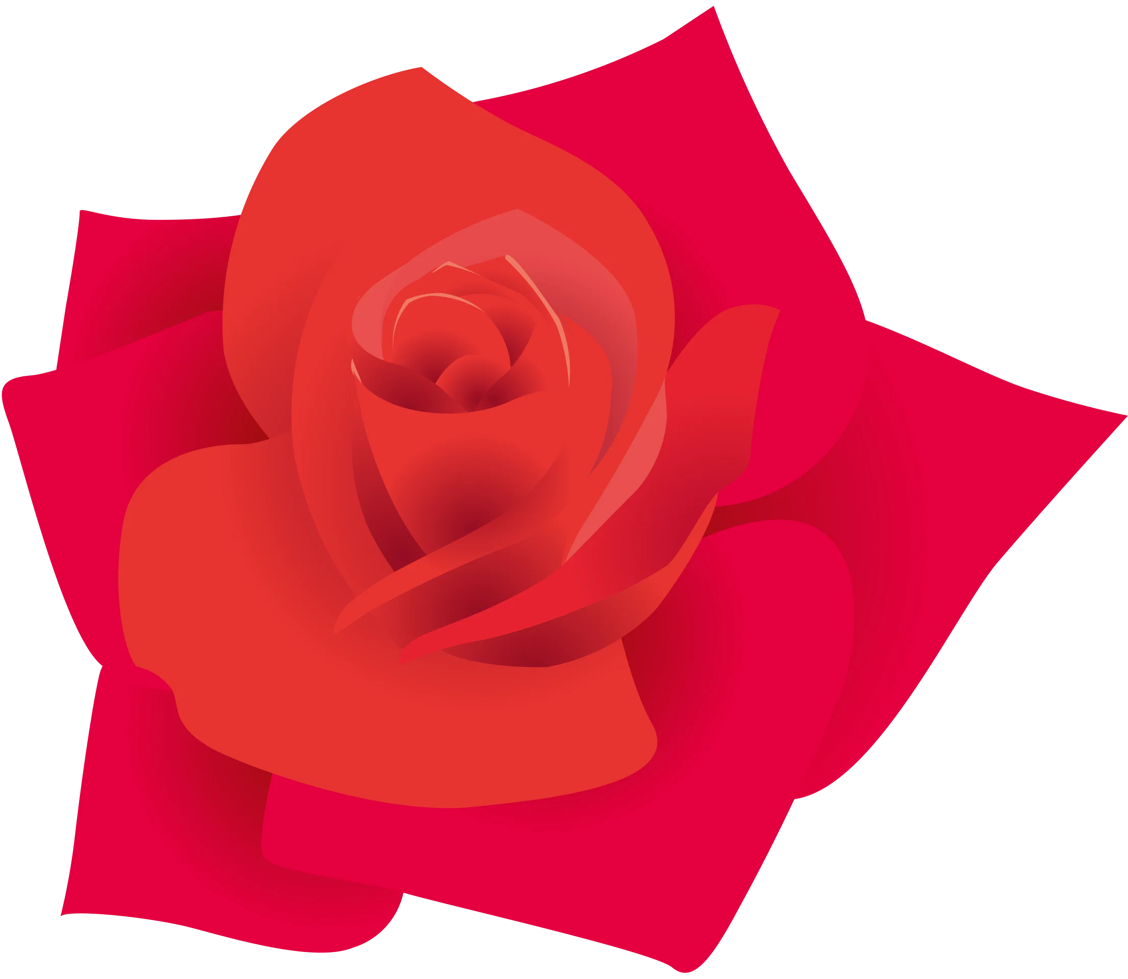 Elegant Red Rose Clipart Design with Smooth Layered Petals and Crimson Gradient
