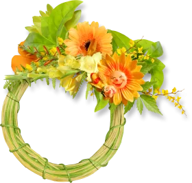 Enchanting Summer Sunflower Wreath Clipart with Lush Green Foliage