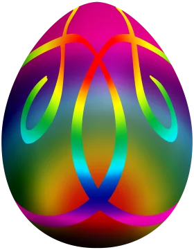 Luminous Rainbow Easter Egg Clipart with Radiant Symmetrical Design