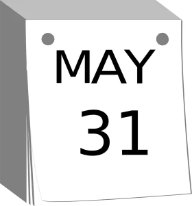 Minimalist May 31st Calendar Page Clipart with Clean Design