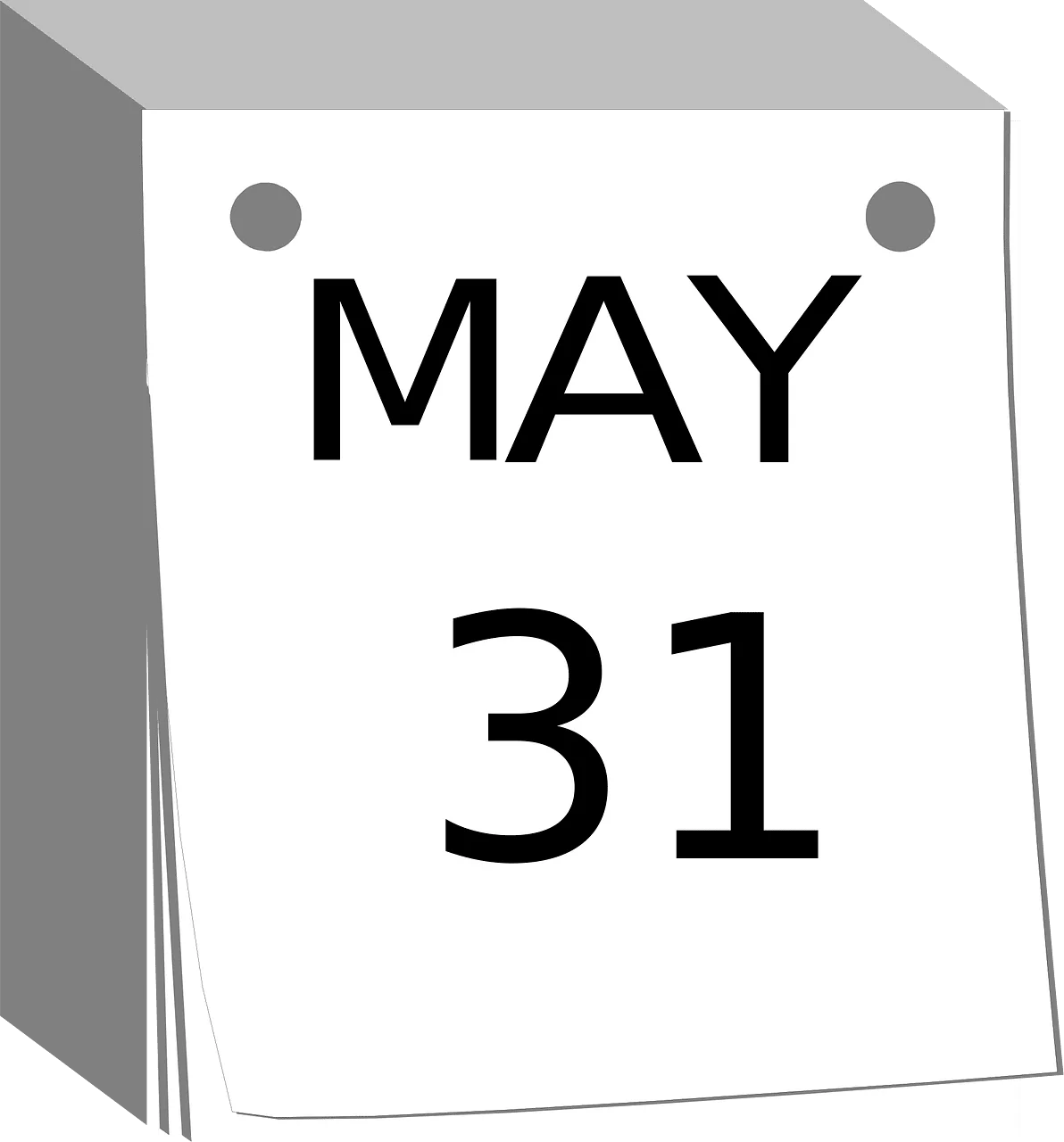 Minimalist May 31st Calendar Page Clipart with Clean Design