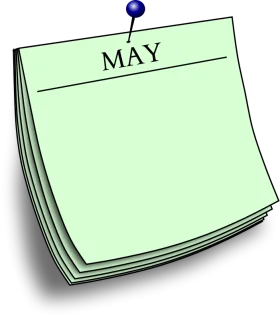 Minimalist May Calendar Notepad Clipart with Blue Pinned Attachment