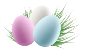 Pastel Easter Eggs Nestled in Soft Grass - Delicate Spring Clipart Design