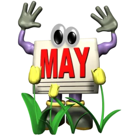 Playful May Calendar Mascot Clipart with Cheerful Animated Character Design