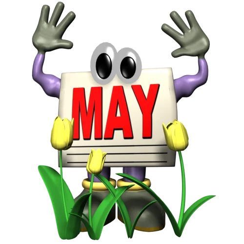 Playful May Calendar Mascot Clipart with Cheerful Animated Character Design