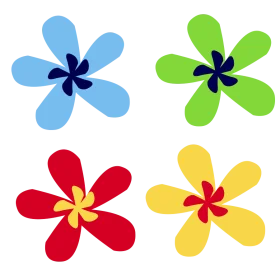 Playful Petaled Clipart: Whimsical Flower Design with Color Burst