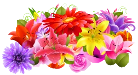 Radiant Blossoming Bouquet: A Colorful Flower Clipart Compilation
