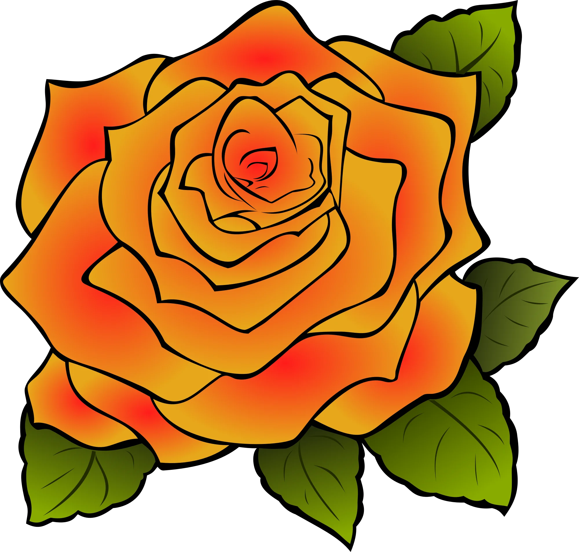 Radiant Orange Rose Clipart: A Blossoming Floral Digital Illustration
