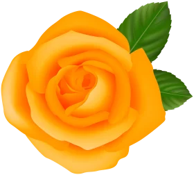 Radiant Sunshine Yellow Rose Clipart with Emerald Green Leaves Design