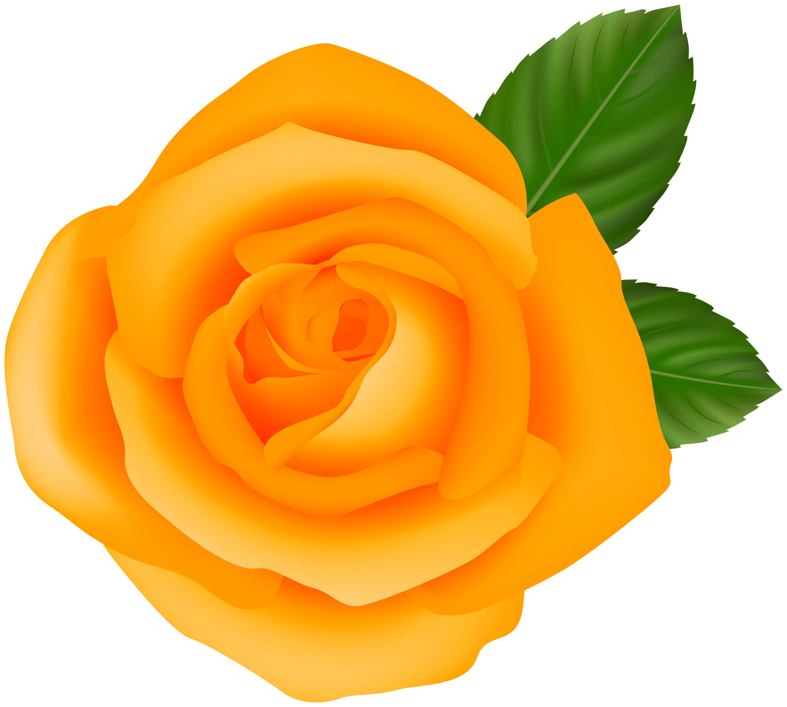 Radiant Sunshine Yellow Rose Clipart with Emerald Green Leaves Design