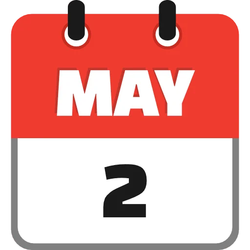 Simple and Clean May 2nd Calendar Clipart Design with Bold Red
