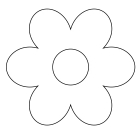 Simple Black and White Six-Petal Flower Clipart Design for Creative Projects