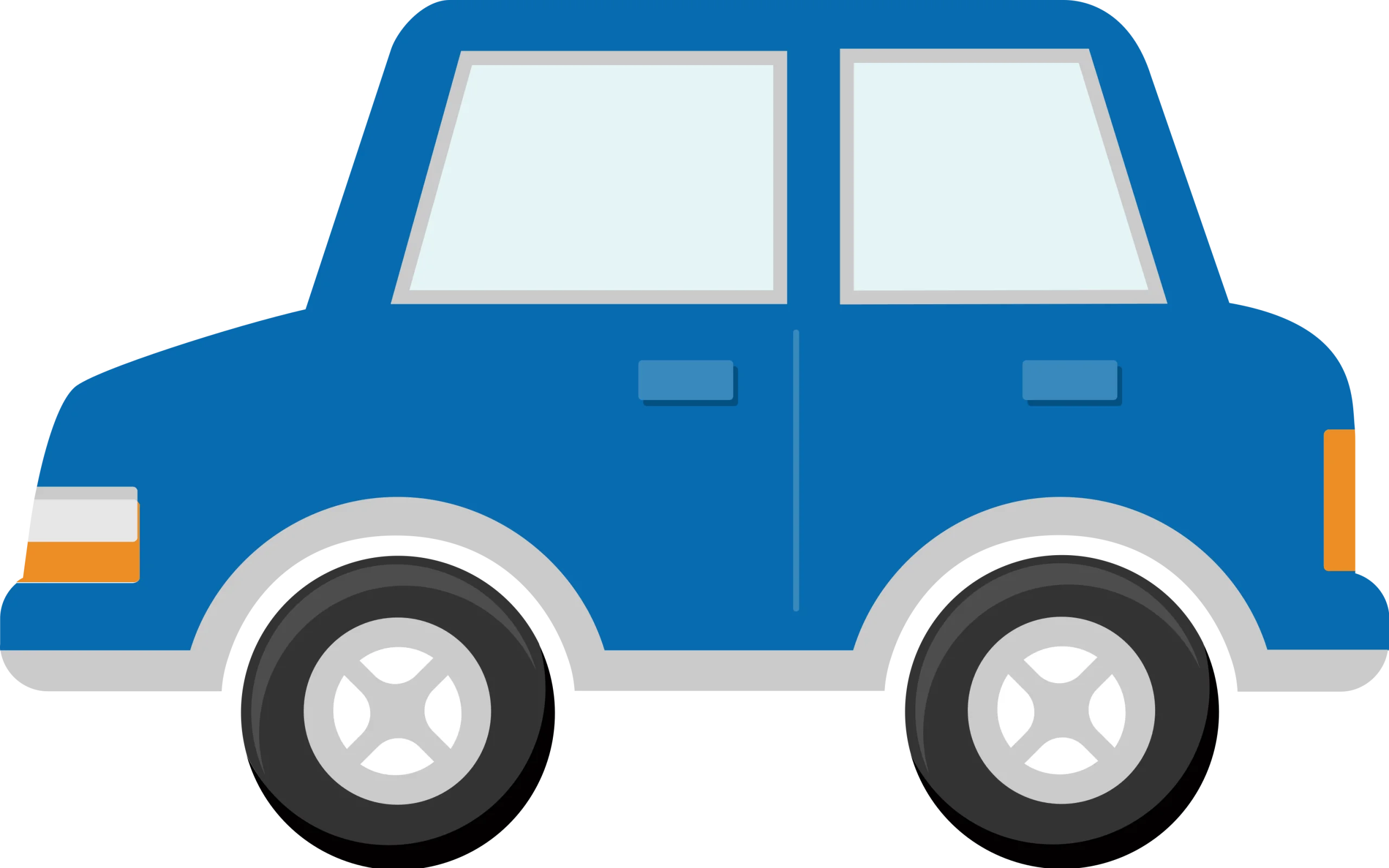 Simple Blue Cartoon Car Clipart - Minimalist Vehicle Graphic Design