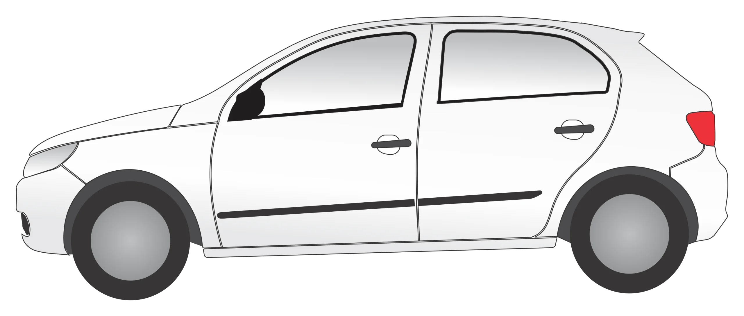 Simple Side View Monochrome Hatchback Car Clipart Illustration Design