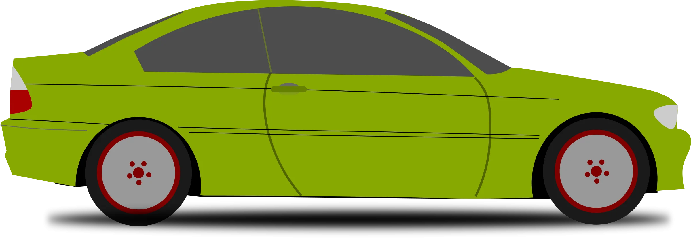 Sleek Green Sports Car Side View Simplified Automotive Clipart Design