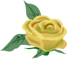 Soft Pastel Yellow Rose Clipart with Delicate Green Leaves