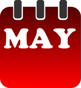 Stylish May Calendar Page Clipart with Bold Red Color and Modern Design