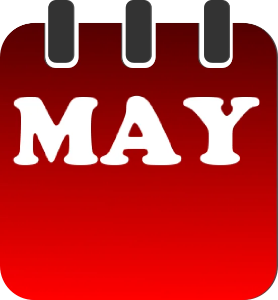 Stylish May Calendar Page Clipart with Bold Red Color and Modern Design