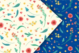 Whimsical Botanical Harmony: A Delightful Floral Clipart Pattern Design