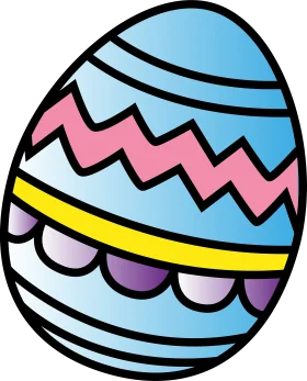 Whimsical Easter Egg Clipart with Pastel Zigzag and Curved Decorative Patterns
