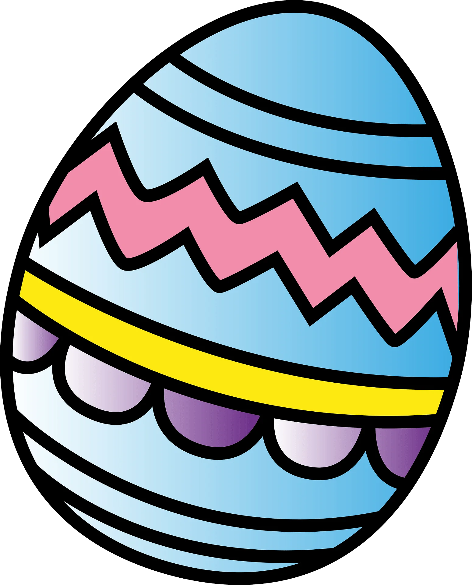 Whimsical Easter Egg Clipart with Pastel Zigzag and Curved Decorative Patterns