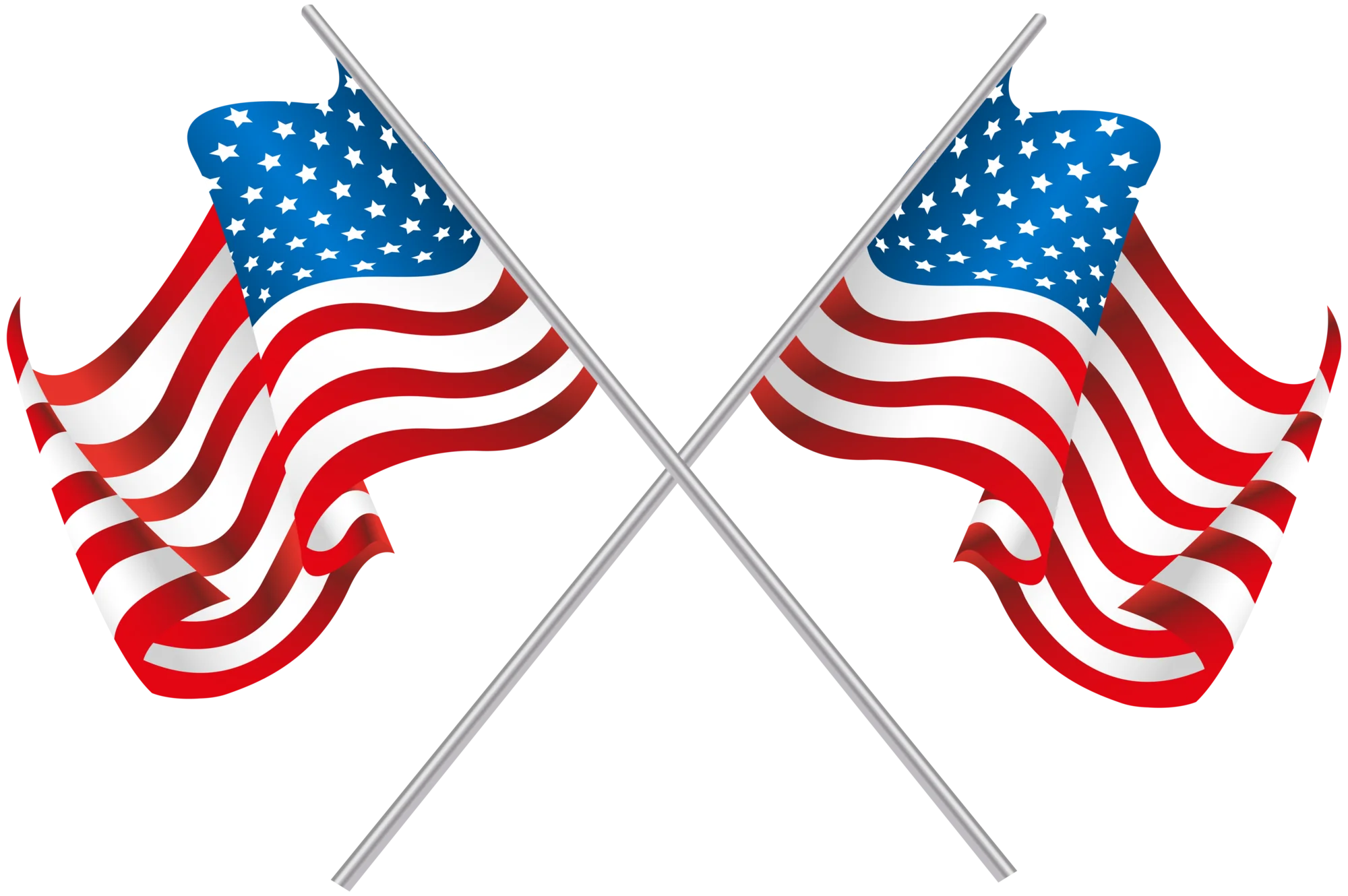 Patriotic American Flag Crossed Design Vector Clipart Illustration