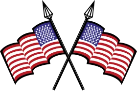 Patriotic Crossed American Flags Clipart - National Symbol Graphic Design