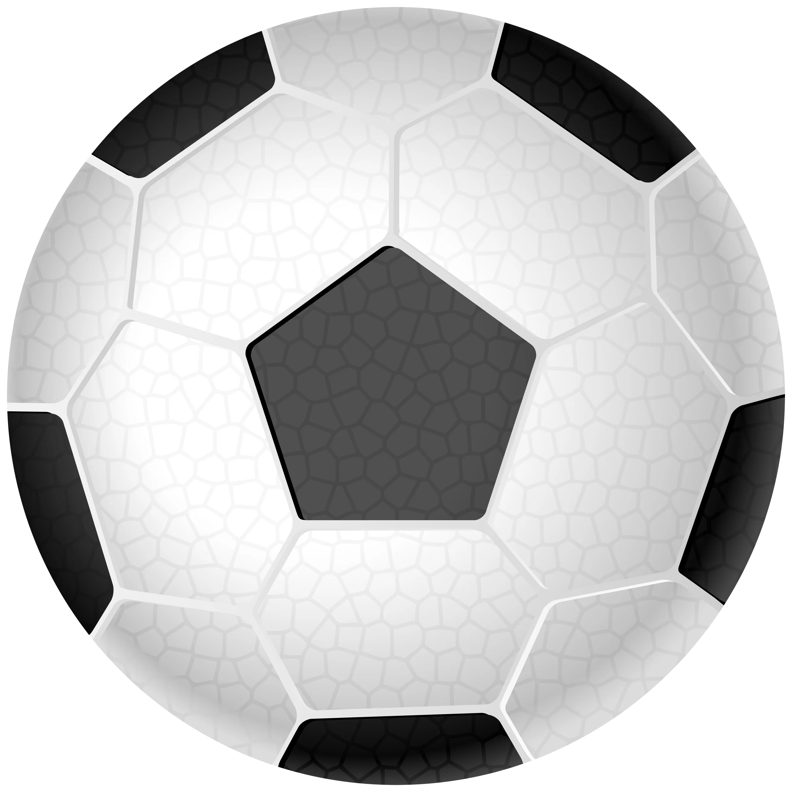Classic Black and White Soccer Ball Clipart Design with Geometric Panels