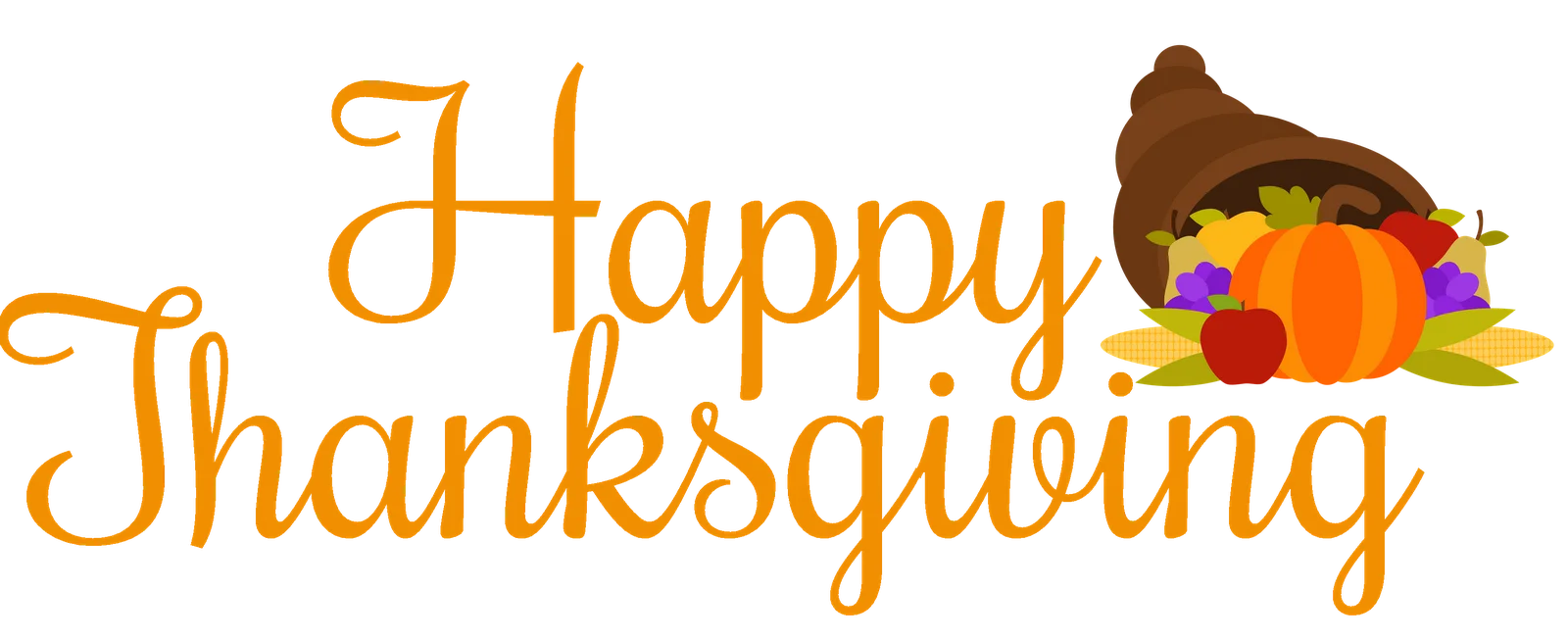 Festive Autumn Thanksgiving Cornucopia Clipart Design with Seasonal Greetings
