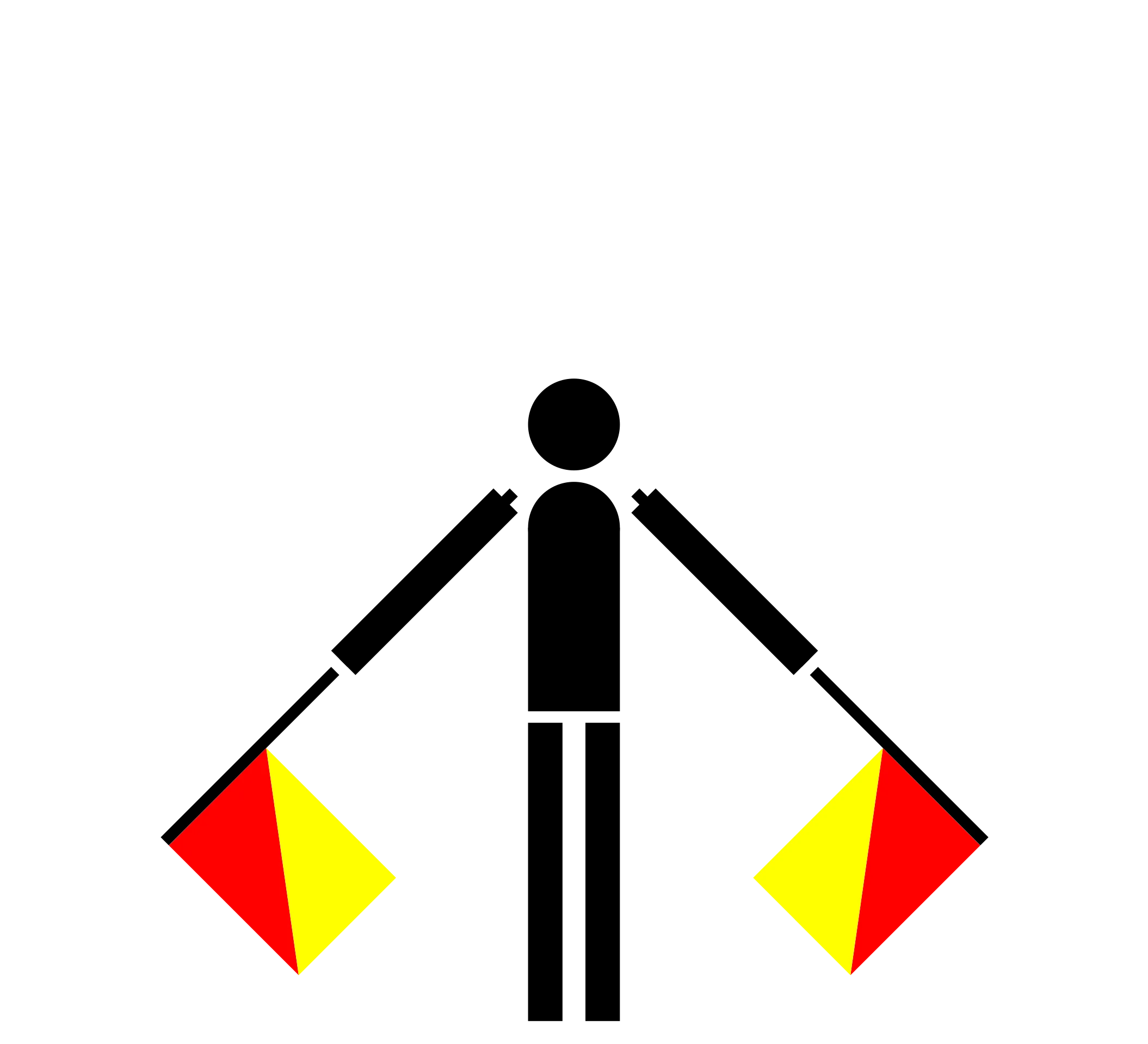 Nautical Signal Flags Clipart: Stylized Human Figure Holding November Semaphore Flags