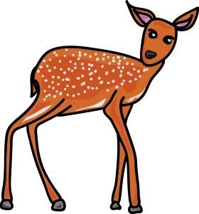 Stylized Orange Fawn Clipart: Adorable Deer with Spotted Coat and Slender Legs