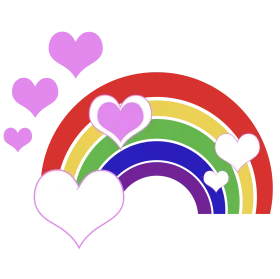 Whimsical Rainbow Love Hearts Colorful Clipart Design with Soft Purple Accents