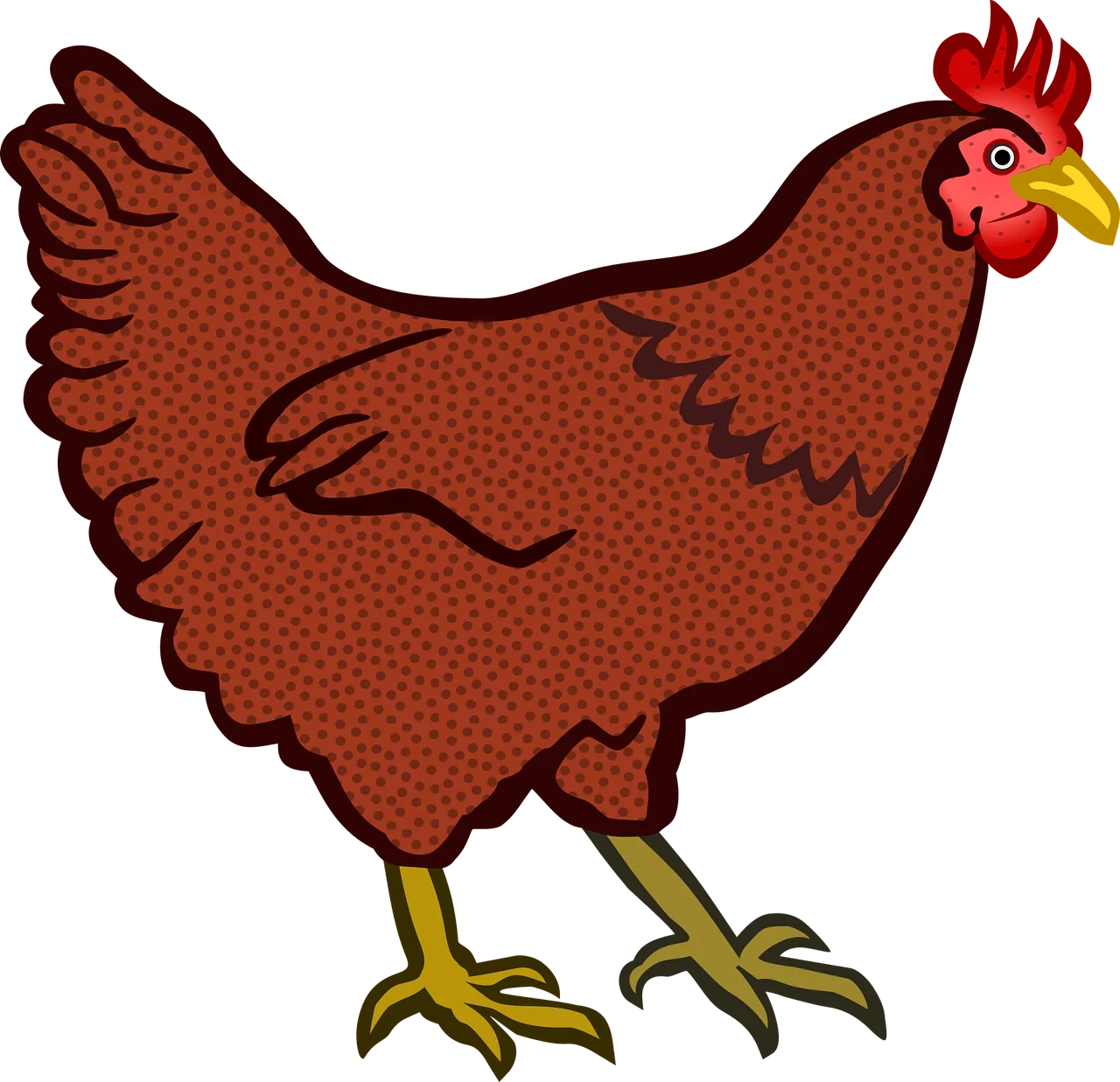Adorable Rusty-Feathered Hen Clipart: A Farmyard Friend with Playful Charm