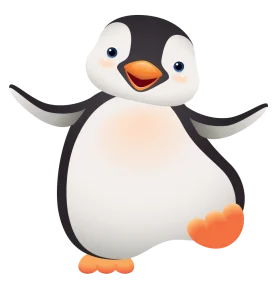 Cheerful Cute Little Penguin Clipart Cartoon Character Waving Hello
