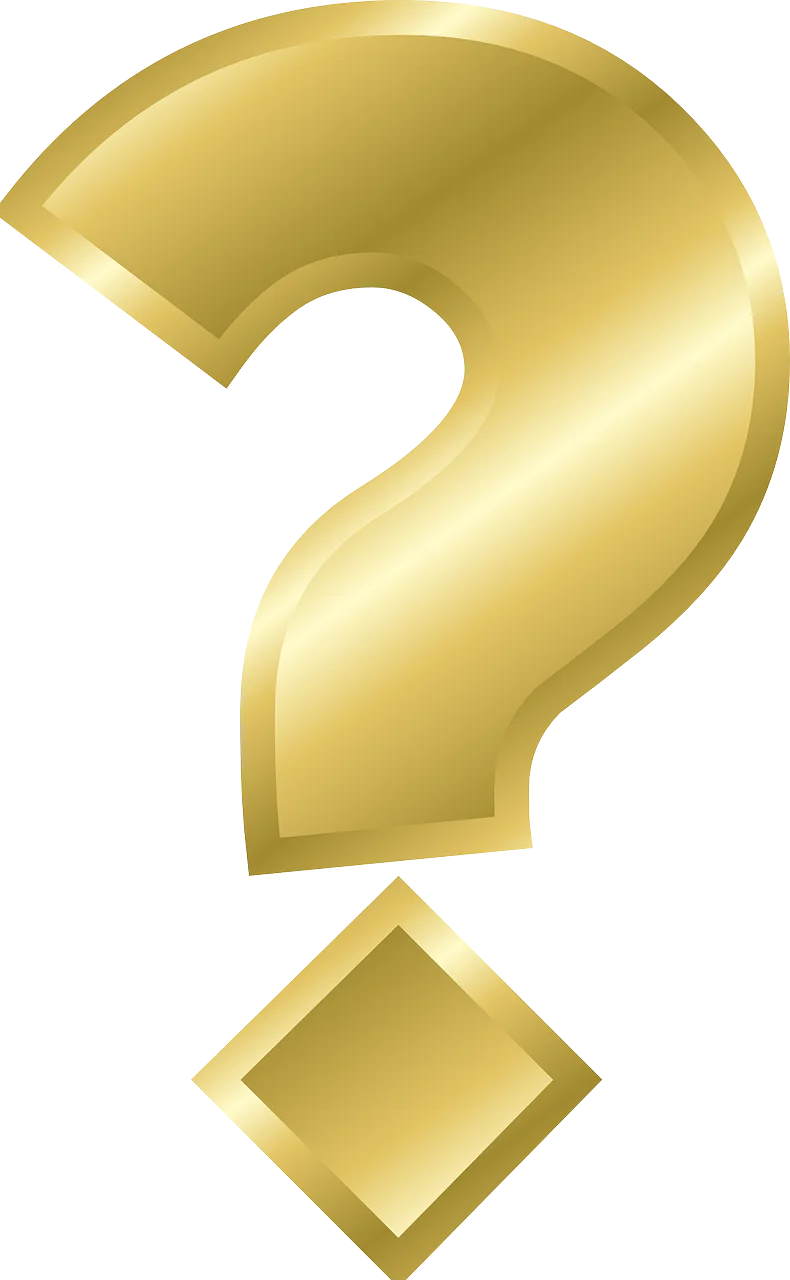 Golden Metallic Question Mark Clipart: Sleek and Sophisticated Design Element