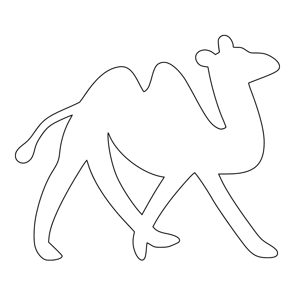Minimalist Camel Outline Clipart - Simple Desert Creature Silhouette Design