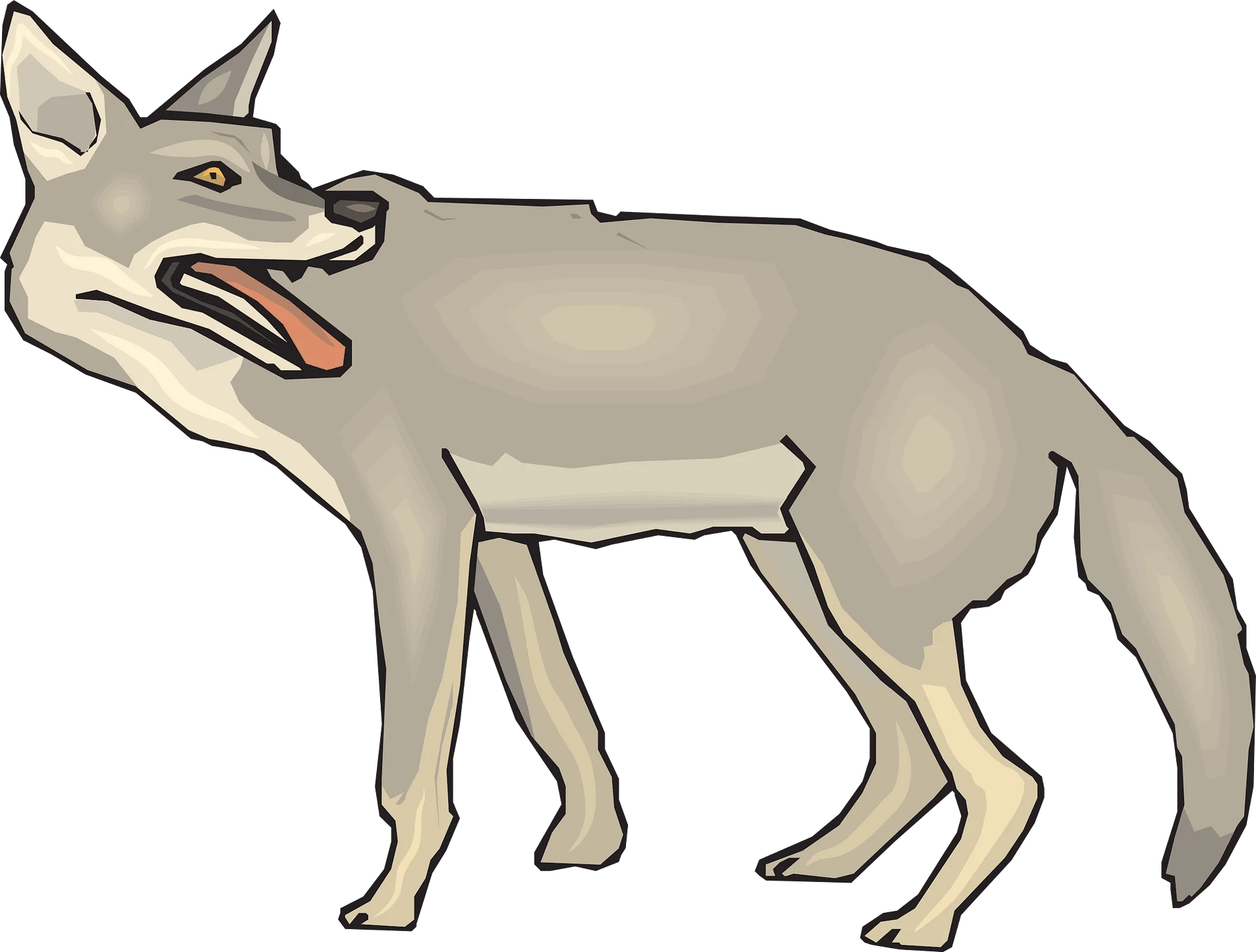 Minimalist Gray Wolf Clipart Illustration with Stylized Natural Pose