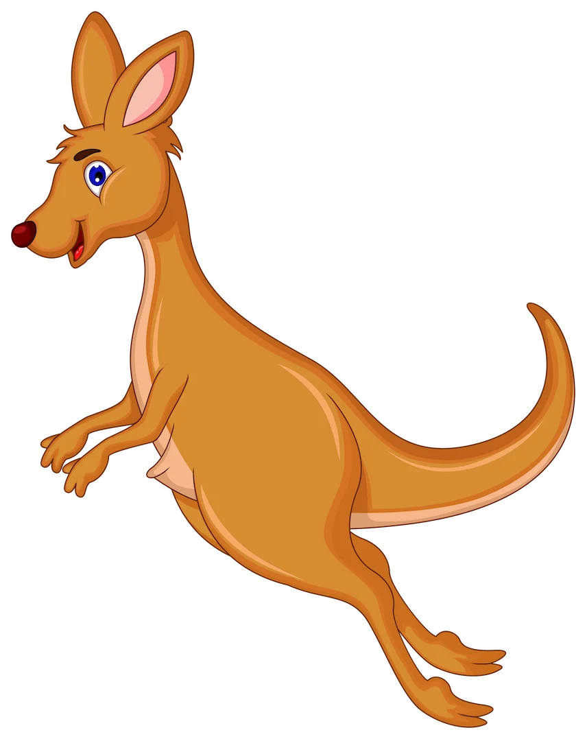 Playful Cartoon Kangaroo Clipart: A Jumping Marsupial Adventure in Warm Tones