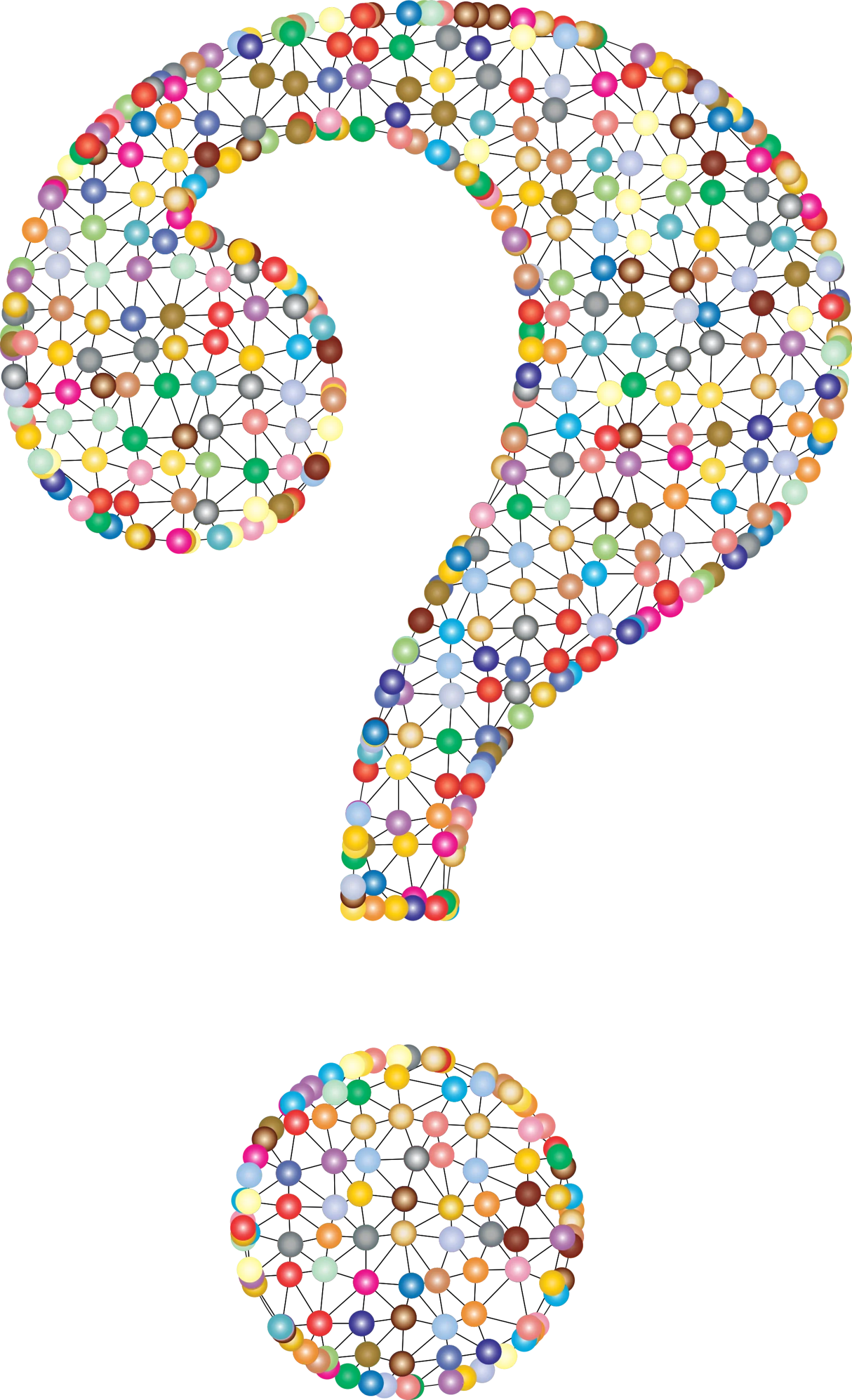 Whimsical Question Mark Clipart Composed of Colorful Playful Flower Elements