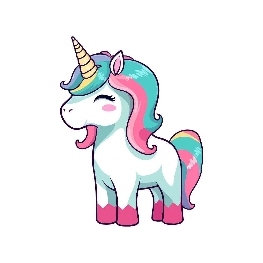 Adorable Pastel Rainbow Unicorn Magical Creature Cartoon Clipart Design