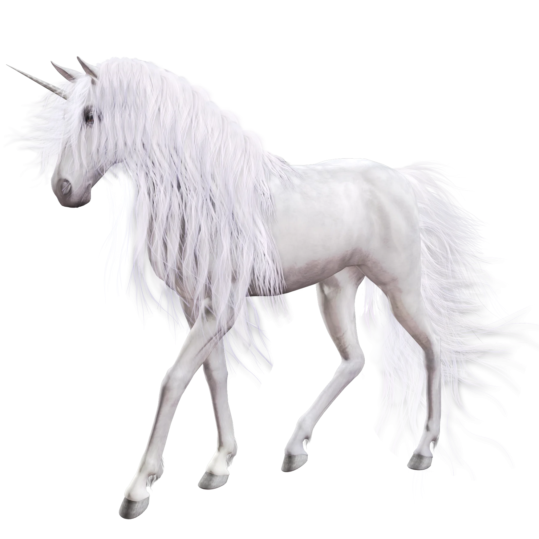 Ethereal White Unicorn Clipart - Mythical Creature with Flowing Mane